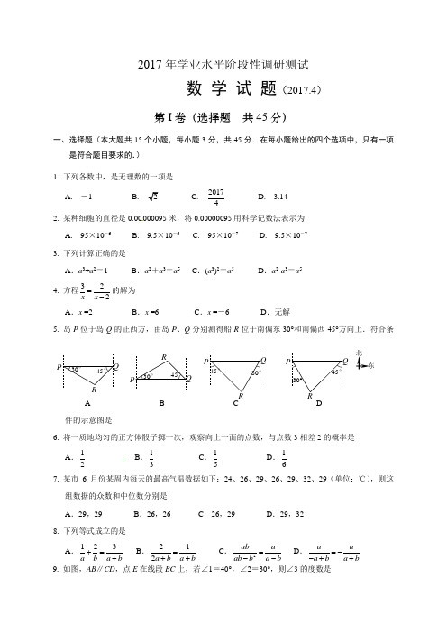 2017年中考数学模拟试卷 (含答案解析) (12)