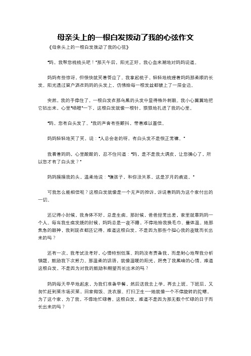 母亲头上的一根白发拨动了我的心弦作文