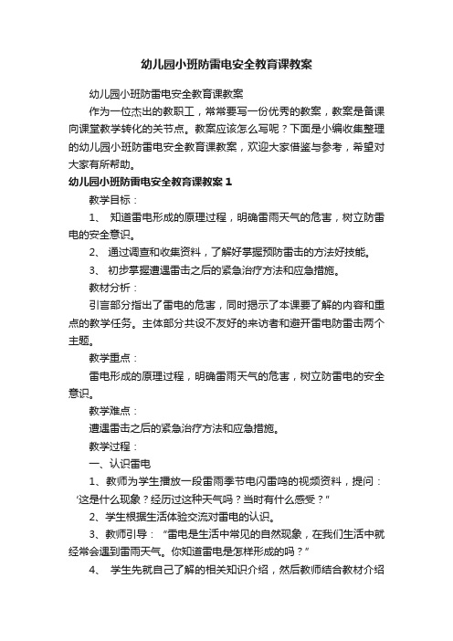 幼儿园小班防雷电安全教育课教案