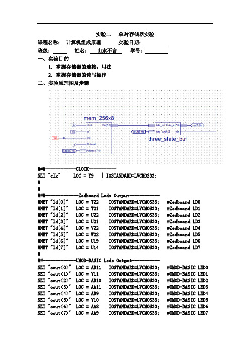 计算机组成原理-单片存储器实验