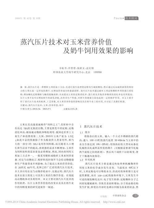 蒸汽压片技术对玉米营养价值及奶牛饲用效果的影响_辛杭书