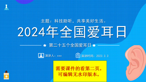 学校2024年第二十五个全国爱耳日教育班会PPT