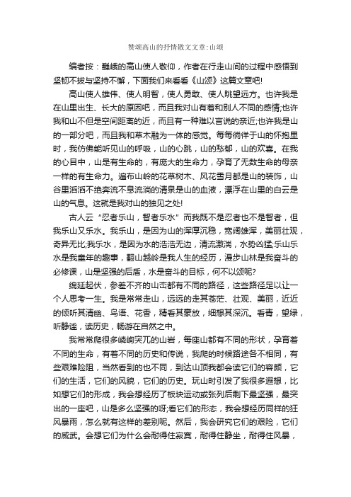 赞颂高山的抒情散文文章：山颂