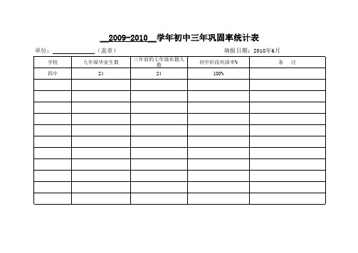 巩固率统计表初中