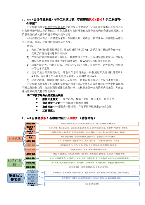 会计信息系统考试问答总结