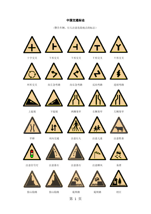 中国交通标志大全共13页文档