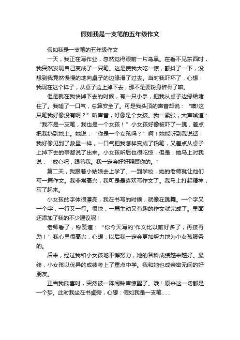 假如我是一支笔的五年级作文