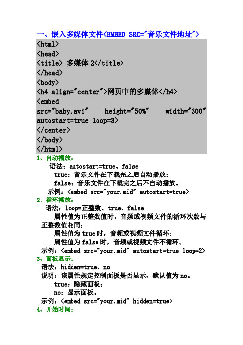 网页中嵌入多媒体