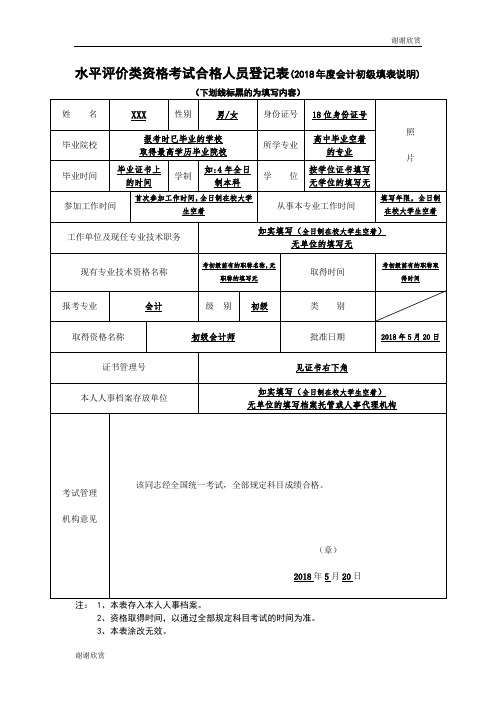 水平评价类资格考试合格人员登记表 .doc