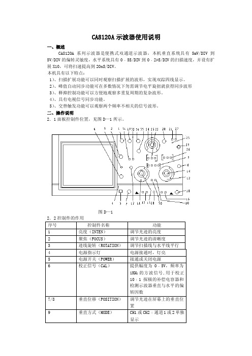 CA8120A示波器使用说明