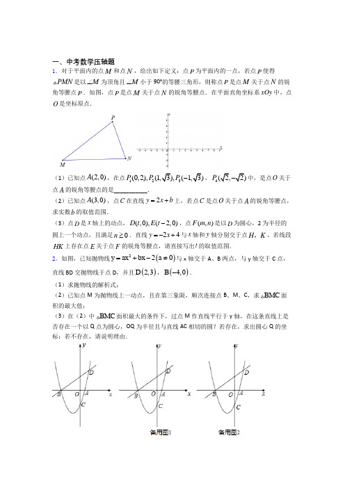 中考数学中考数学压轴题 易错题难题自检题学能测试试题(1)