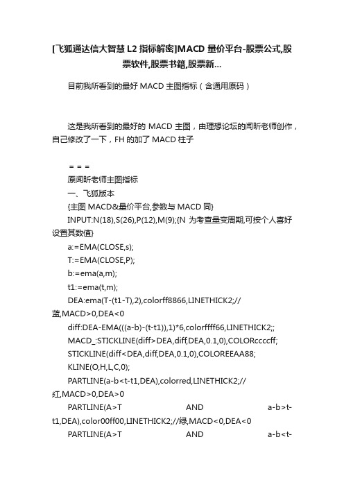 [飞狐通达信大智慧L2指标解密]MACD量价平台-股票公式,股票软件,股票书籍,股票新...