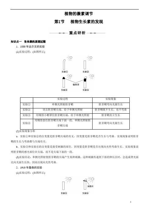 高中生物必修三第三章第一节—植物生长素的发现(含答案解析)