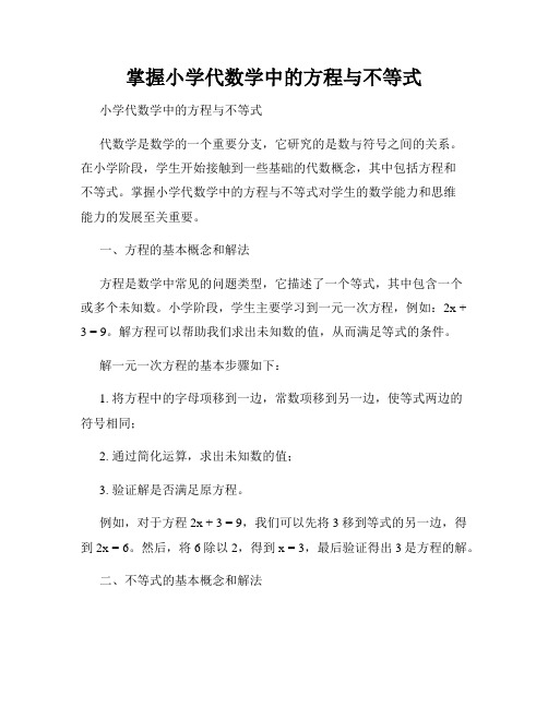 掌握小学代数学中的方程与不等式