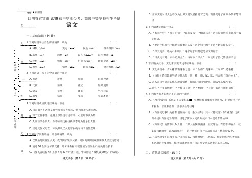 2019年四川省宜宾市中考语文试卷(含答案与解析)