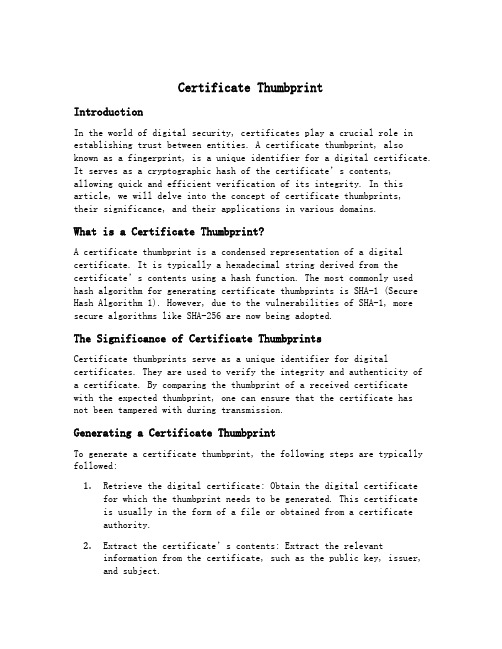 certificate thumbprint