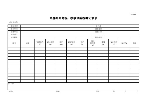 路基路面高程、横坡记录表