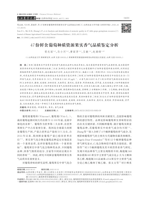 47_份鲜食葡萄种质资源果实香气品质鉴定分析