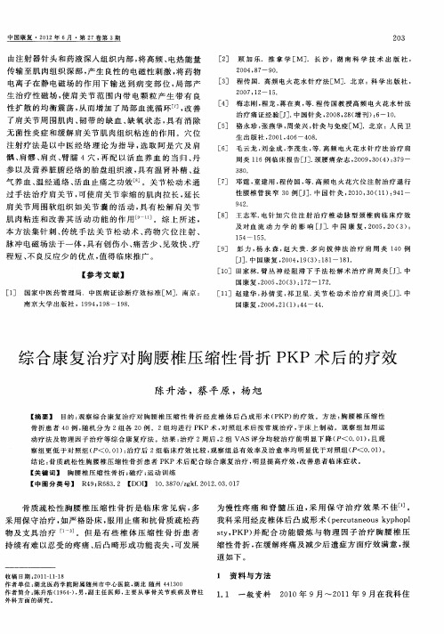 综合康复治疗对胸腰椎压缩性骨折PKP术后的疗效