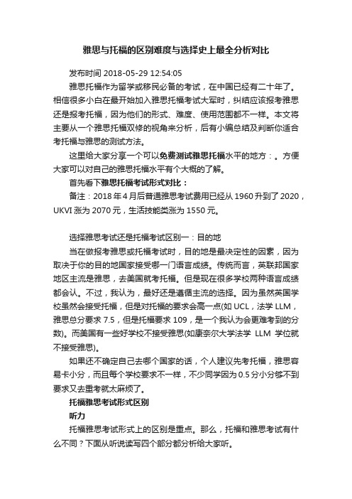 雅思与托福的区别难度与选择史上最全分析对比