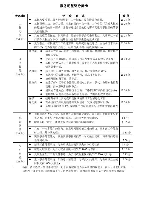 服务明星评分标准