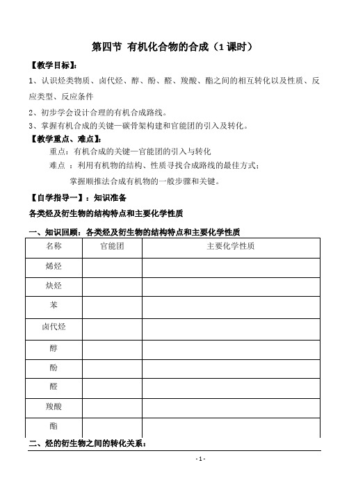 化学有机化合物的合成学案新人教版选修