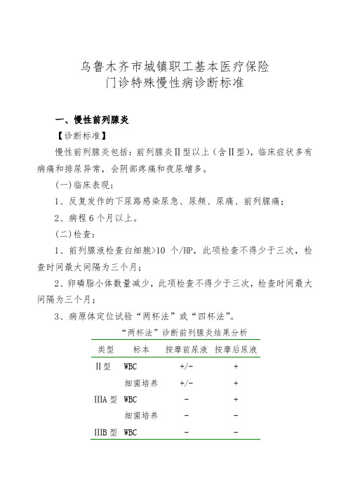 市医保慢性病诊断标准