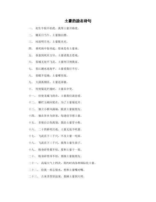 土豪的励志诗句