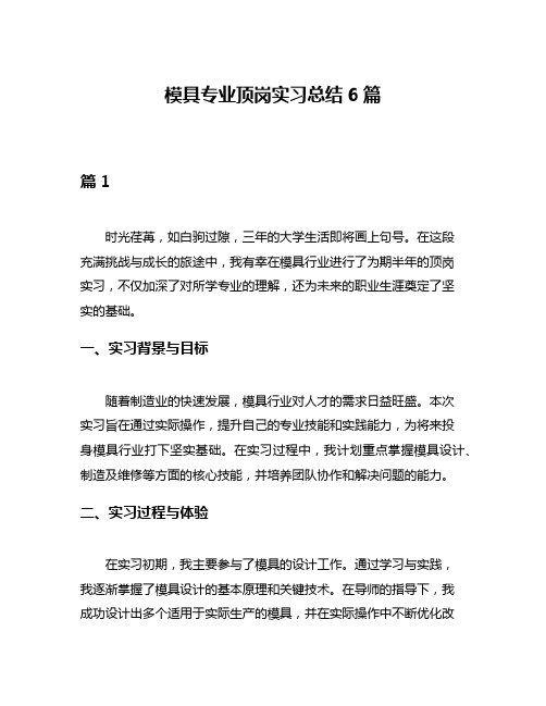 模具专业顶岗实习总结6篇