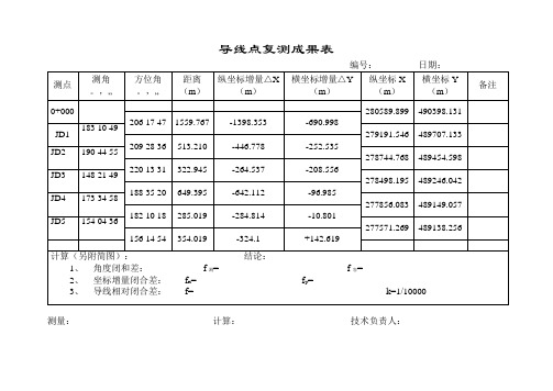 导线点复测成果表