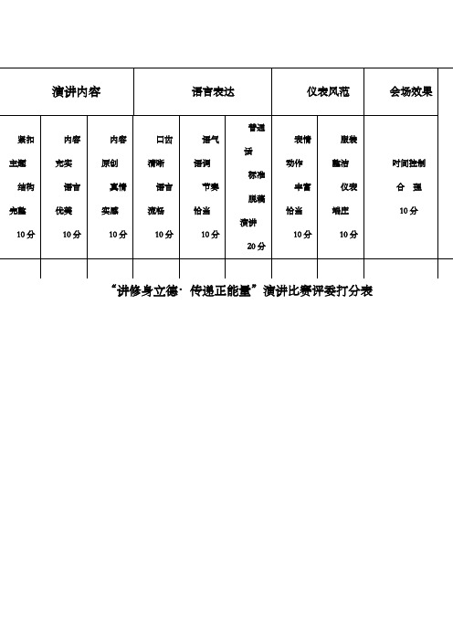 演讲比赛评委评分表