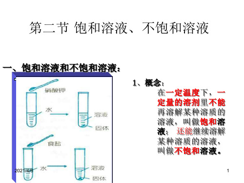 饱和溶液-不饱和溶液--浙教版PPT课件