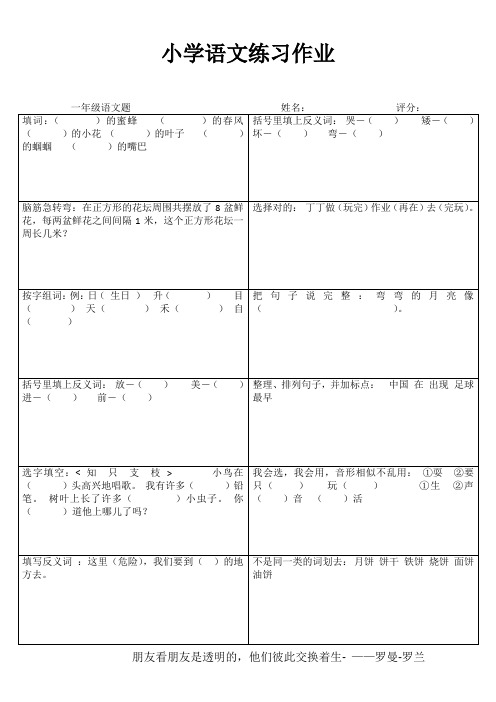 小学语文练习作业39