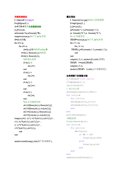 数字图像处理(Matlab复习代码)