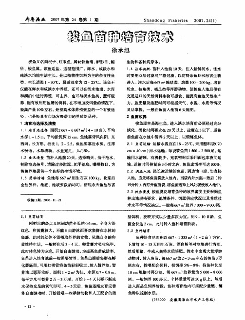 梭鱼苗种培育技术