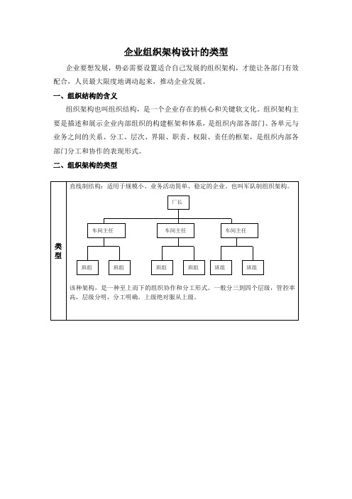 企业组织架构设计的类型