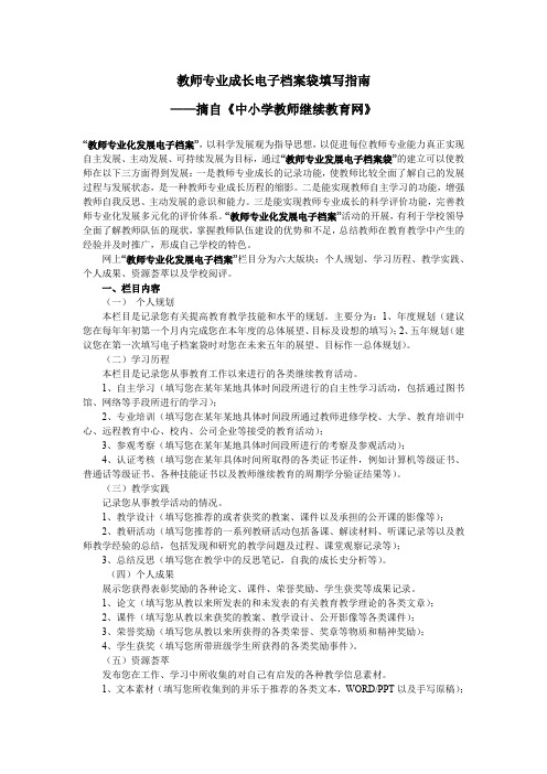 教师专业成长电子档案袋填写指南