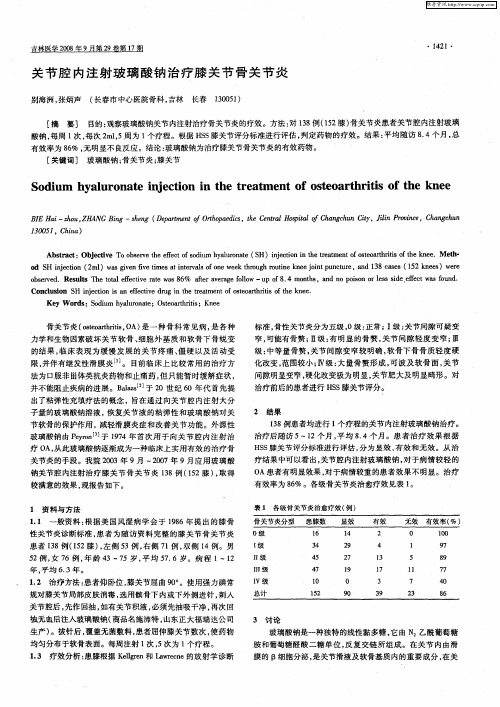 关节腔内注射玻璃酸钠治疗膝关节骨关节炎