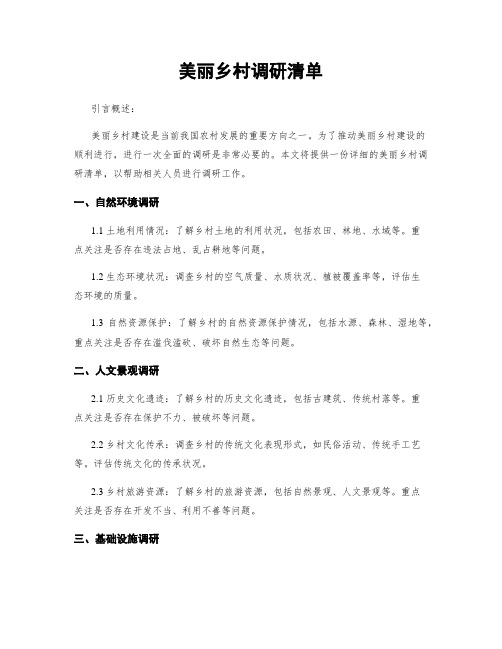 美丽乡村调研清单