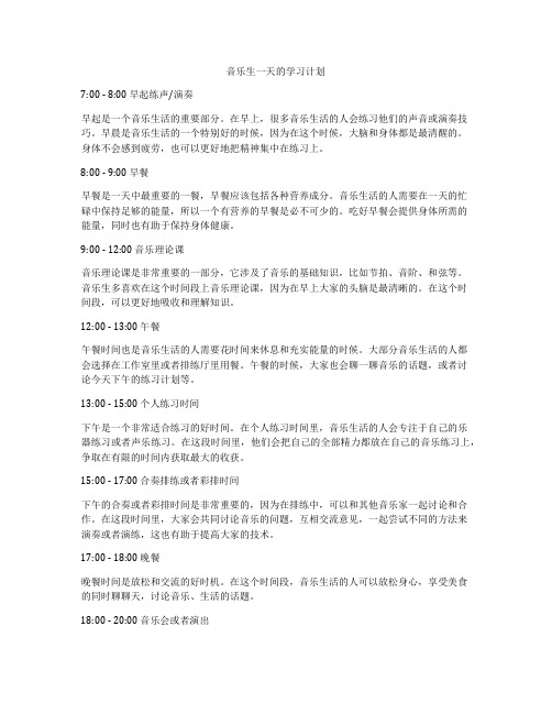 音乐生一天的学习计划