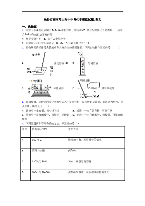 长沙市湖南师大附中中考化学模拟试题_图文