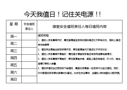 大学寝室值日生表