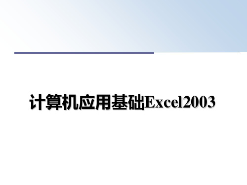 最新计算机应用基础Excel2003课件PPT