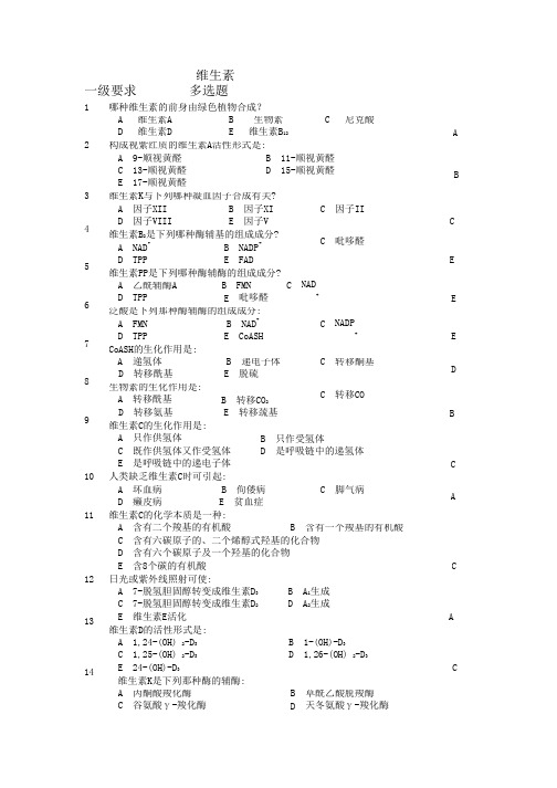 生物化学-考试知识点_维生素 (2)