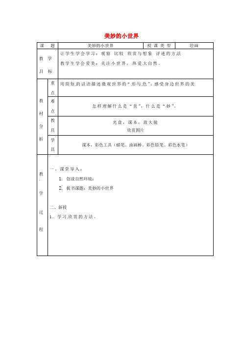 一年级上册美术教案第1课 美妙的小世界∣ 岭南版