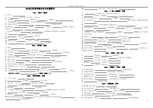2018年江苏高考语文名句默写练习(最新编制)