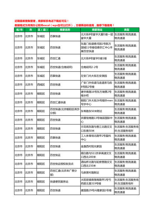 2020新版北京市北京市百世汇通工商企业公司商家名录名单黄页联系方式电话大全125家
