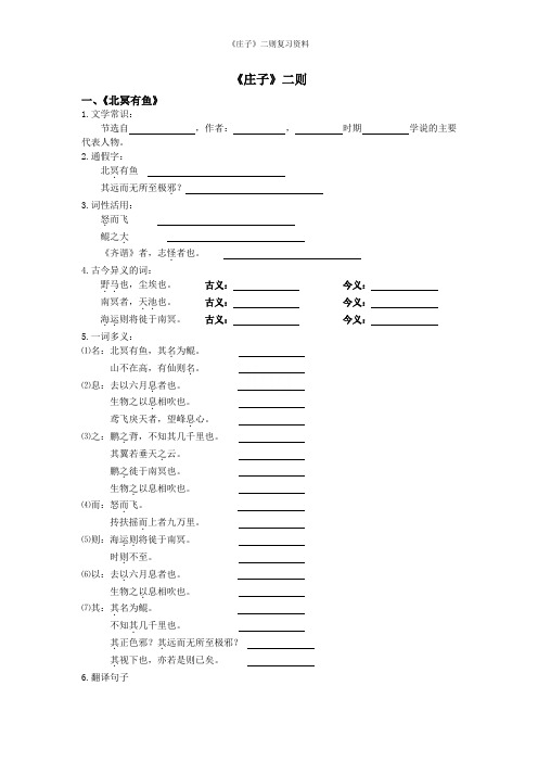 《庄子》二则复习资料