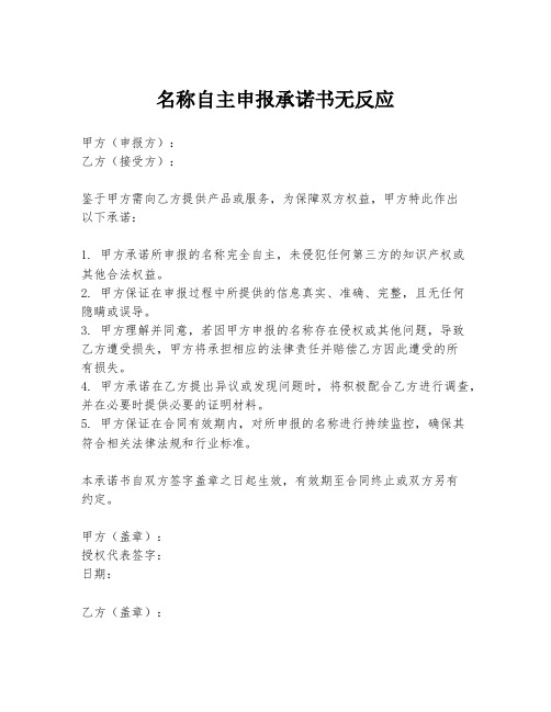 名称自主申报承诺书无反应