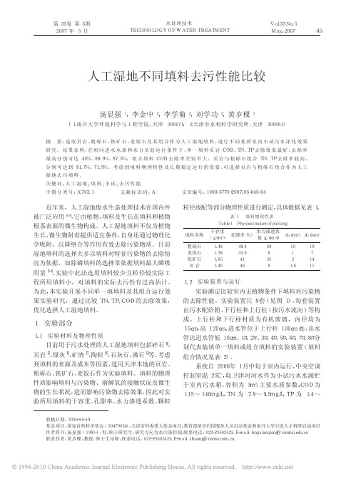 人工湿地不同填料去污性能比较_汤显强